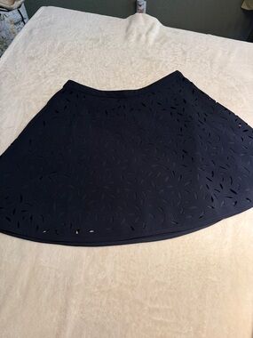 Banana Republic Navy Laser-Cut Circle Skirt